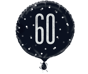 Black Number 60 Foil Birthday Glitz Balloon