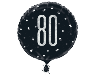 Black Number 80 Foil Birthday Glitz Balloon