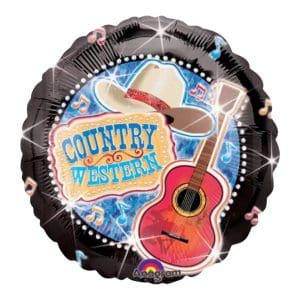 Country Western themed foil balloon with guitar and cowboy hat design.