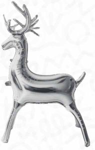 Silver reindeer foil balloon for festive celebrations and parties.
