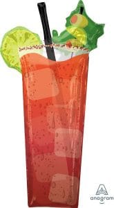 Refreshing Bloody Mary cocktail with lime, celery, and ice in a tall glass.