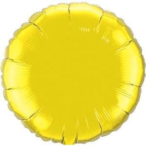Large round citrine yellow foil balloon for celebrations and events.