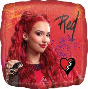 Red balloon featuring Disney Descendants character for party decor.