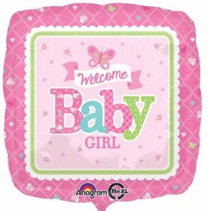 Welcome Baby Girl Pink Foil Balloon