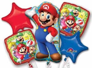 Anagram Super Mario Bros 5 Foil Balloons Bouquet Birthday Party Decor
