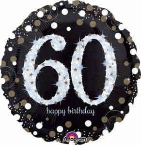 Anagram 18" Sparkling 60 Happy Birthday Holographic Foil Balloon Party Decor