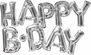 Silver Word Happy Bday Balloon Air Filled