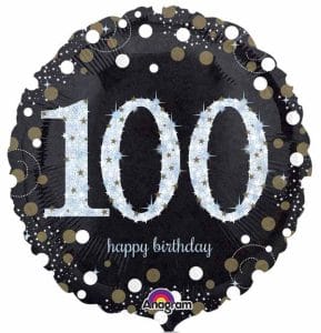 Anagram 18" Sparkling 100 Happy Birthday Holographic Foil Balloon Party Decor
