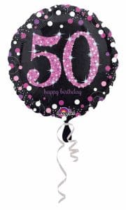 Anagram 18" Pink Sparkling 50 Happy Birthday Holographic Foil Balloon