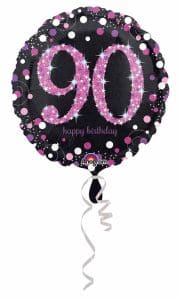 Anagram 18" Pink Sparkling 90 Happy Birthday Holographic Foil Balloon
