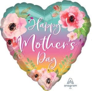 Happy Mother's Day Heart Shaped Foil Balloon