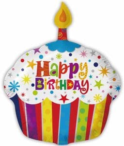 Happy Birthday Cupcake Shaped Foil Balloon