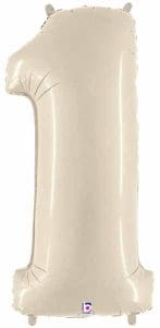Big Number 1 Foil Balloon White Sand