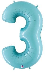 Huge Number 3 Pastel Blue Balloon