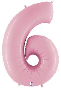 Huge Number 6 Pastel Pink Balloon