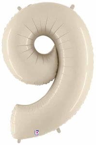 Big Number 9 Foil Balloon White Sand