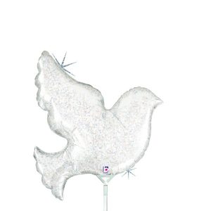 Mini Pearl White Dove Holographic Balloon