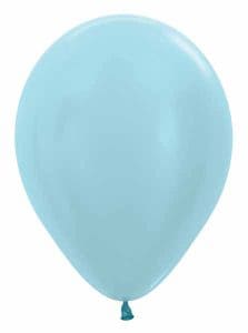 Light blue latex balloon for party decorations and celebrations.