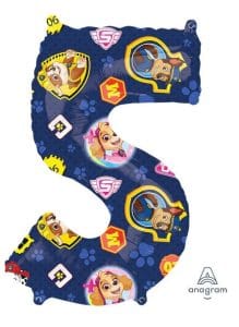 26" Paw Patrol Number 5 Mid Size Shape Foil Balloon