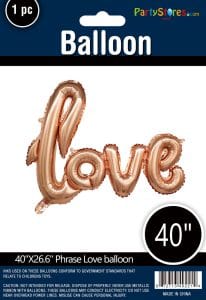 script foil balloon love Rose gold