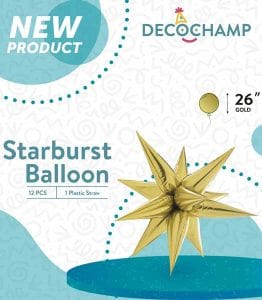 26" Gold Starburst Foil Balloon Air-Fill