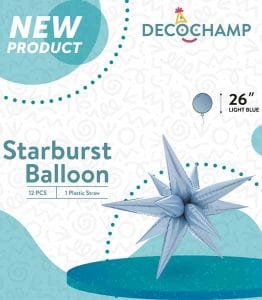 26" Light Blue Starburst Foil Balloon Air-Fill