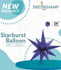 26" Purple Starburst Foil Balloon Air-Fill