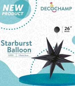 26" Black Starburst Foil Balloon Air-Fill