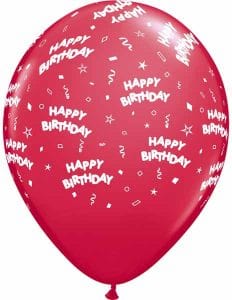Red and White Happy Birthday All-Over-Print Latex Balloon