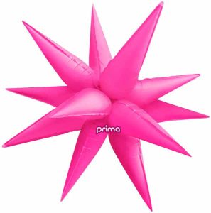 Pink 3D starburst foil balloon for celebrations and events.