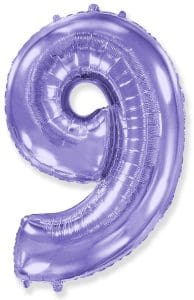 Lilac 9 foil number balloon for celebrations and parties.