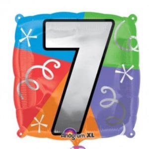 Colorful 7 number balloon for celebrations and parties.