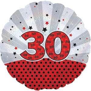 happy 30th Birthday Balloon red silver