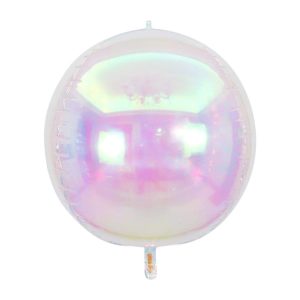 Large iridescent sphere balloon for events and decorations.