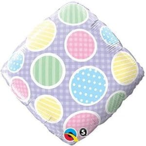 Colorful pastel polka dot foil balloon for party decor.