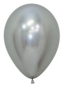 Shiny reflex silver latex balloon for parties and celebrations.