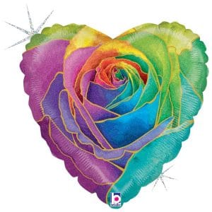 foil heart holographic rainbow glitter balloon
