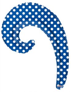 Royal Blue & Silver Polka Dots Kurly Wave Balloon