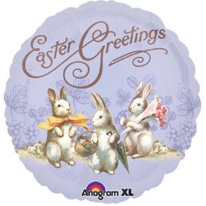 Easter Greetings Classic Vintage Bunnies Foil Ballon
