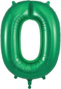 34" Green Number 0 Zero Supershape Foil Mylar Balloon