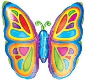 Colorful butterfly foil balloon for celebrations and events.