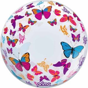 Colorful butterfly themed 20-inch sphere balloon for celebrations.