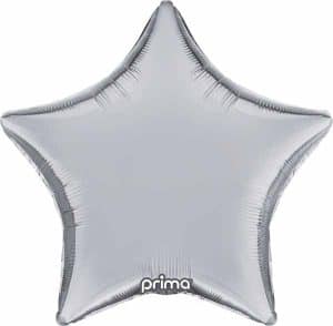 Silver star foil balloon for party decorations and celebrations.