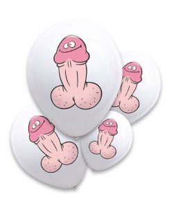 Funny pink penis balloons for bachelorette party decorations.