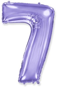 Large lilac foil number 7 balloon for celebrations and parties.