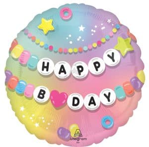 Colorful birthday balloon with stars and beads for celebration.