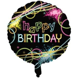 Neon Glow Colored Birthday Balloon