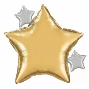 Jumbo Gold & Silver Foil Balloon Star Shape