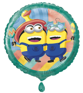 Colorful Minions foil balloon from Despicable Me 4 with fun expressions.