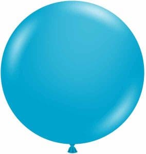 Turquoise latex balloon for party decorations and celebrations.
